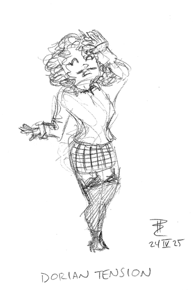 Pencil sketch of burlesque artist