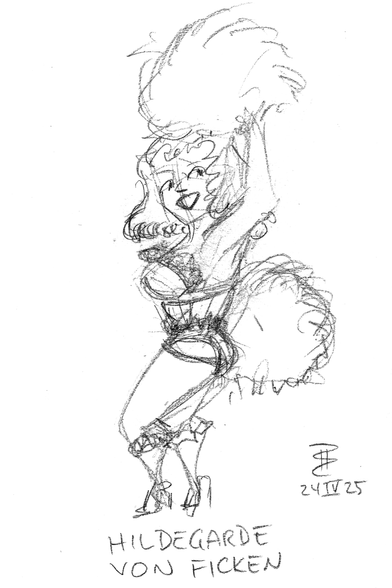 Pencil sketch of burlesque artist