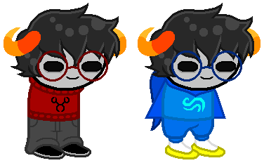Stylized Homestuck sprite edits of a troll!Grian.