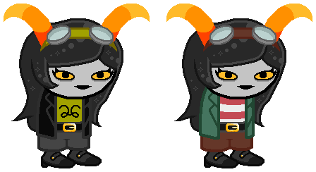 Stylized Homestuck sprite edits of a troll!FalseSymmetry.