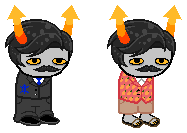 Stylized Homestuck sprite edits of a troll!Mumbo Jumbo.