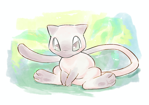 digital drawing of mew sitting