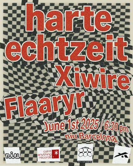 Flyer for the upcoming live show with Flaaryr and Xiwire in Barcelona on June 1st at Niu artistic space