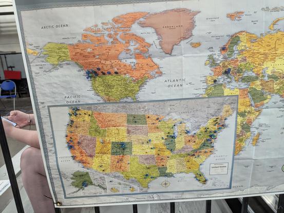 Map of US and some of the world of oxygen concentrator sales ..- mapping glass studios