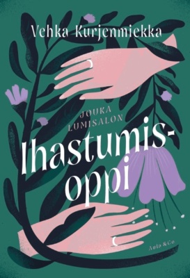 Jouka Lumisalon ihastumisoppi -kirjan kannessa on kaksi oikeaa kättä, joissa molemmissa on sormus nimettömässä. Lisäksi kannessa on käsien ympärille kietoutuva kukka.