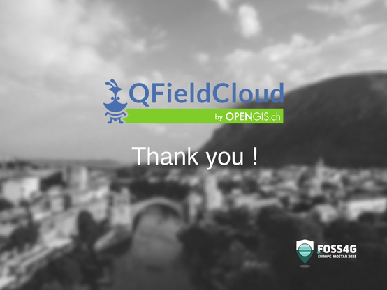 A graphic introducing OPENGIS.ch as a Silver Sponsor of FOSS4GE 2025.