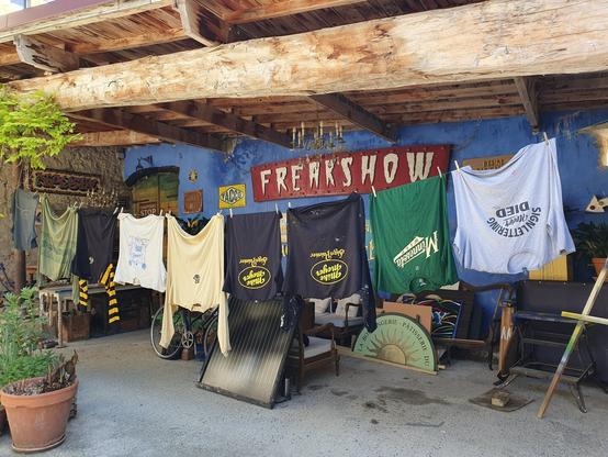 A washing line full of Mike Meyer sign painter t-shirts