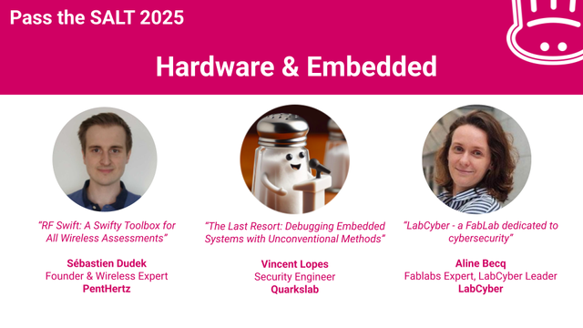 Photo (if provided), name and affiliation of the speakers of the hardware session along with the title of their respective talk.