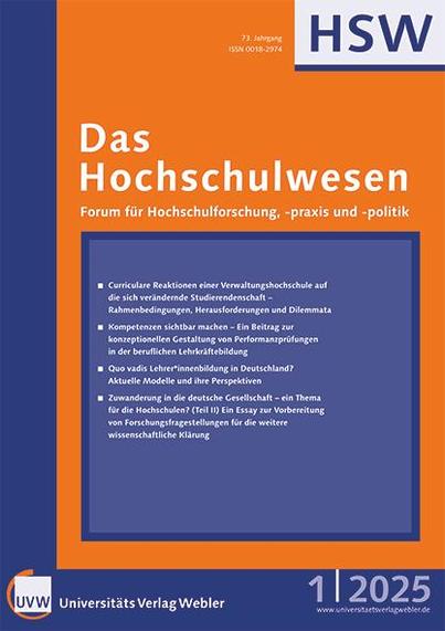 Das Bild zeigt das Cover der Ausgabe 1/2025 der Zeitschrift das Hochschulwesen
