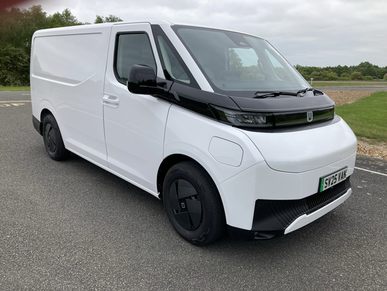 White Farizon electric van, front quarter view