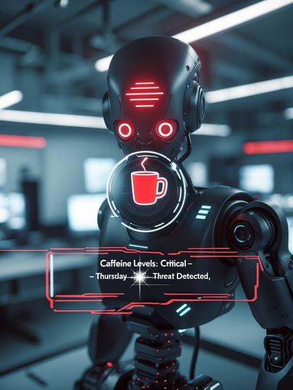 AI Robot experiencing Critical Low Caffeine Levels