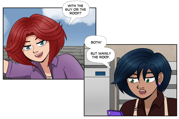 Rose: With the guy or the roof?

Aya: Both! But mainly the roof.