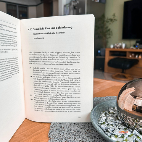 Die aufgeschlagene Seite 303 zeigt den Start meines Kapitels.