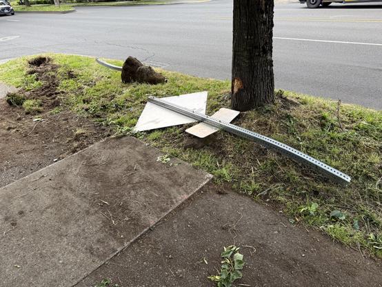 Closeup of the downed sign.