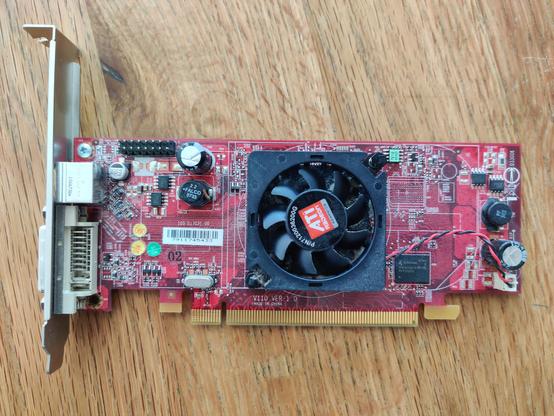 A top-down shot of the ATI graphics card.