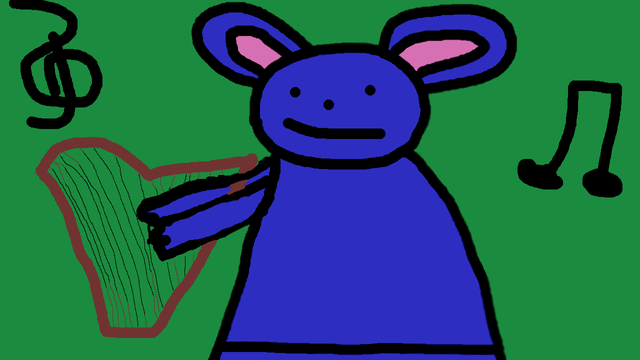 mouse playing harp as art