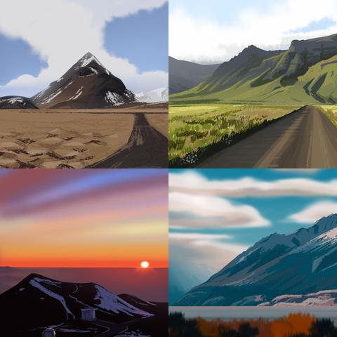 4 digital studies of mountains