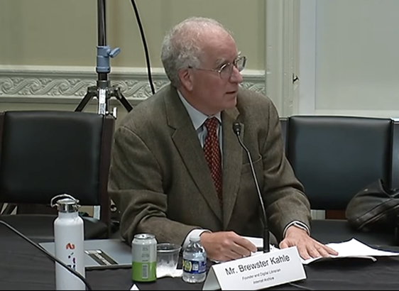 Brewster Kahle testifying to Congress as part of the Copyright Office Modernization Committee, September 28, 2023.