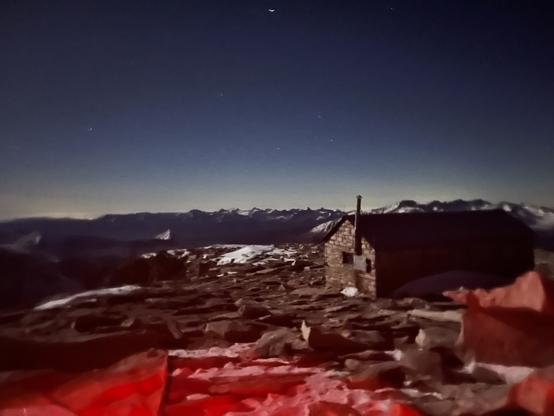 Summit hut on Whitney at night