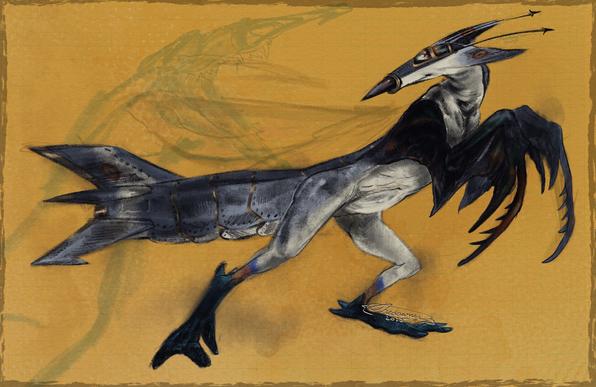 A full-body digital drawing of an anthropomorphic plane creature.