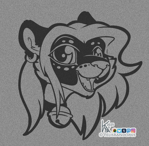 Digital art of a chakat/feline character made for a decal headshot