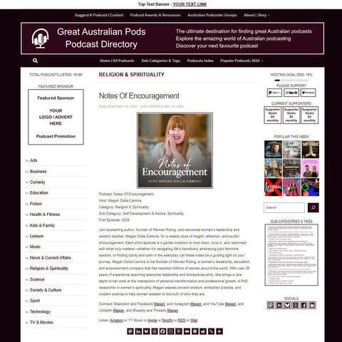 Notes Of Encouragement
Screenshot of the podcast listing on the Great Australian Pods website