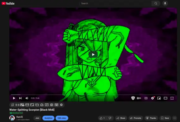 A screenshot of my very first music video for my channel