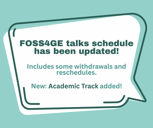 A graphic announcing that the latest talks schedule is live. It includes some withdrawls, a few reschedules and the Academic Track.
