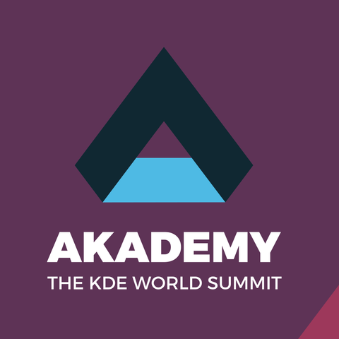 Akademy's logo with text AKADEMY: THE KDE WORLD SUMMIT