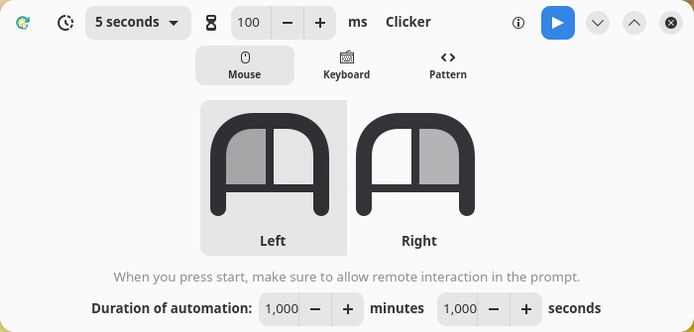 Clicker. Automating mouse clicks