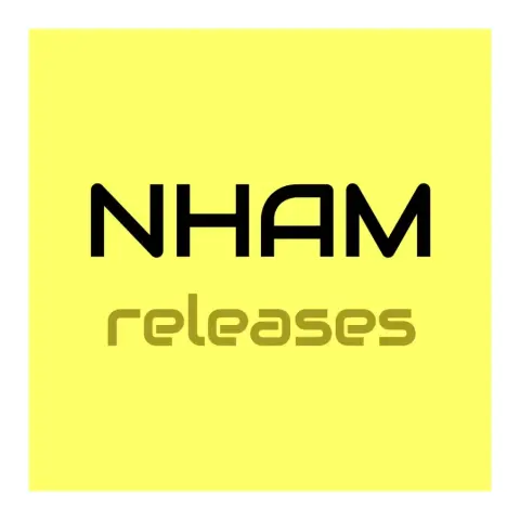 A square image. On a light yellow background with a white border, bold black letters spell ‘NHAM’ and below that, golden letters spell ‘releases’.