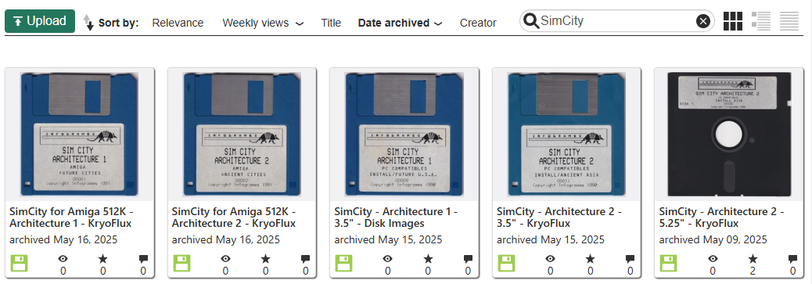 Original SimCity Architecture Sets on the Internet Archive