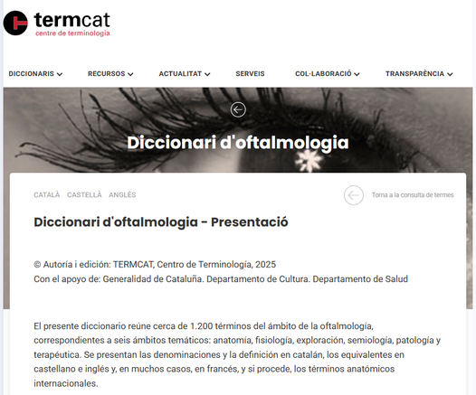 Pantaila-argazkia (Diccionari d'oftalmologia - Termcat)