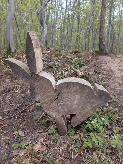 Wooden rabbit sculpture