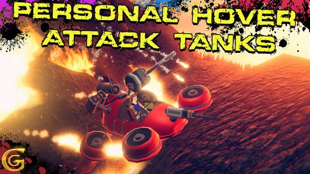 Personal Hover Attack Tanks splash with text and a tank and explosions!