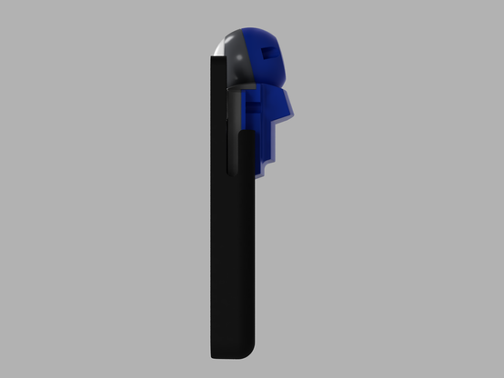 3D render from the side of the Tad Boy Color in the shell I designed, there is a Game Boy Camera in the back.