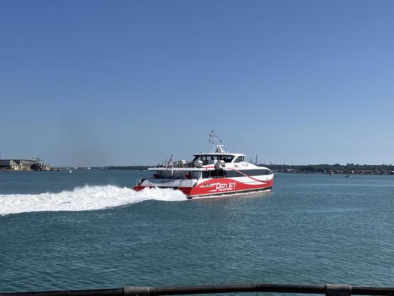 RedJet 6 ferry departing from the Town Quay in Southampton, UK