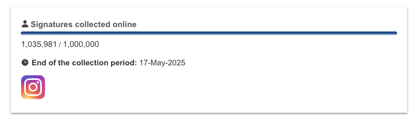 1,035,981 out of 1,000,000 signatures collected on time