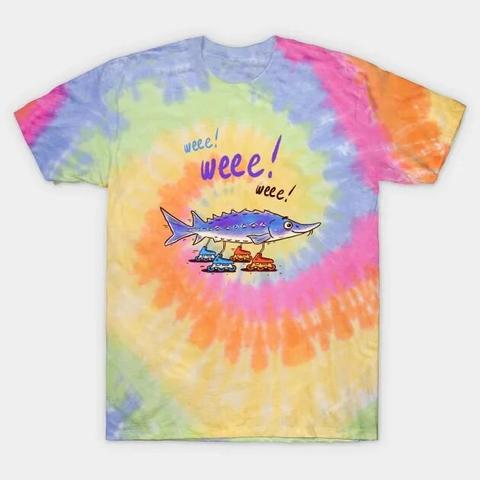 Same Baltic sturgeon on a tied-dyed T-shirt (available in Teepublic store)