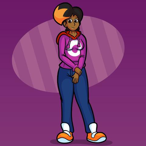 Mona wearing an outfit based on Rayman.