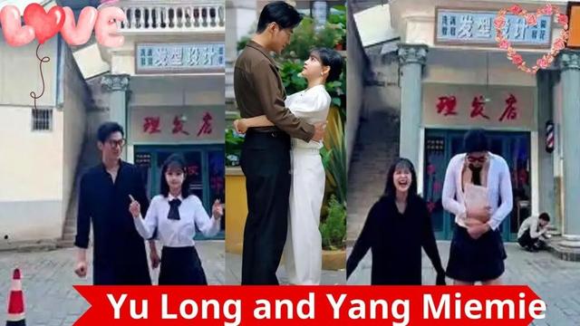 Yu Long and Yang Miemie are shooting funny videos again. The girl is wearing Yang Miemie's clothes,