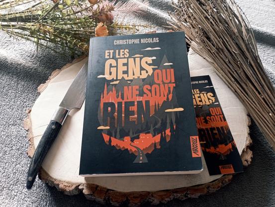 Une photo du livre Et les gens qui ne sont rien de Christophe Nicolas entouré d’objets de décoration.