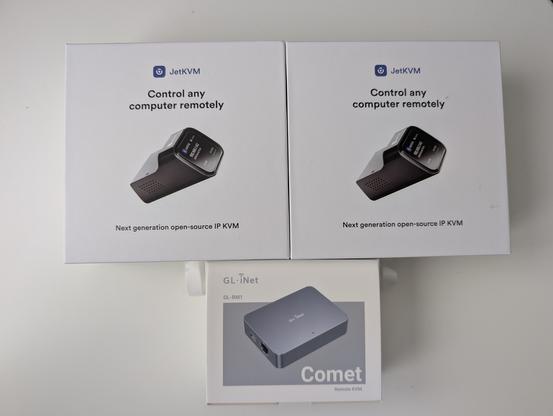 2 JetKVM boxes and 1 GL.iNet Comet box
