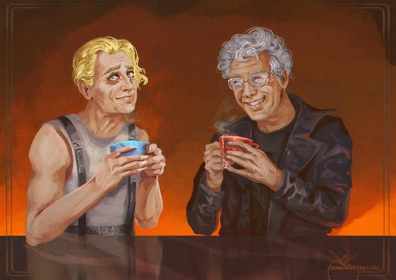 Santiago in his after-performance gear and Daniel in leather jacket gossiping over a cup of tea.