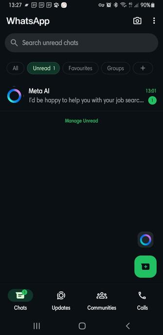 "I'd be happy to help you with your job search"
On meta AI chat I didn't start