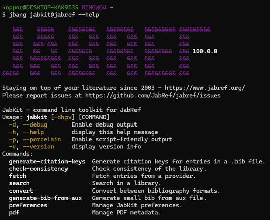 Output of jbang jabkit@jabref --help