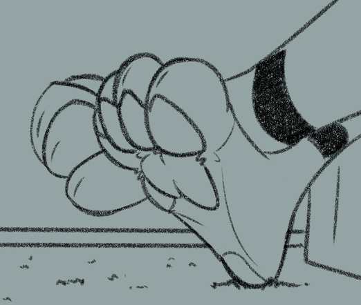 two of pinball's paws propped up on the carpet, crossed over at the ankle
