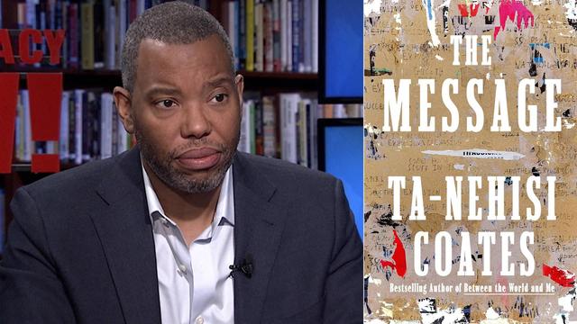 Photo de Ta Nehisi Coates, couverture du livre à droite / portrait of Coates and book cover