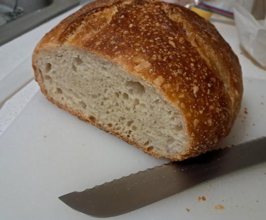 the same loaf, cut open to reveal the crumb