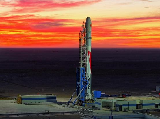 Image of Zhuque-2E launch vehicle at Launch Area 96 launch site, scheduled for 2025-05-17 04:12